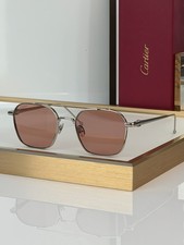 CARTIER CT0618S Première Hexagonal Aviator Sunglasses Silver Pink Lenses picture