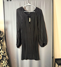 Banana Republic Women’s M Black Solid Chiffon Round Neck Balloon Sleeve Mini picture