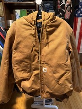 Carhartt 106673 J140 Active Jacket Mens M Brown Duck Canvas Quilted Lined Work picture