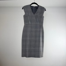 Ann Taylor Gray Checkered Midi Dress picture