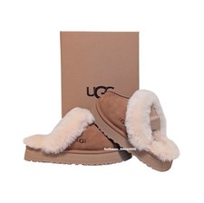 New 100% Authentic UGG Soft Disquette Platform Slippers Chestnut Women's Shoes picture