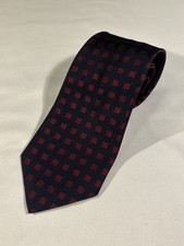 NWT - Brooks Brothers 100% Silk Woven Tie - Navy / Red Squares - Hand Made USA picture
