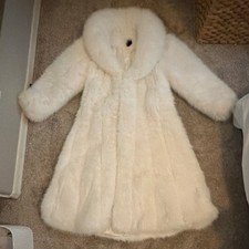 Naked Wardrobe White Faux Fur Satin Lines Long Winter Coat picture