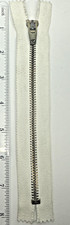 Vintage 7 Inch White Brass Metal Closed End Zipper NOS picture