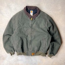 Vintage Carhartt Jacket Mens 2XL XXL J14 MOS Santa Fe Western Faded Quilted Army picture