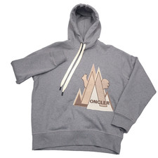 $785 Moncler Grenoble Gray Graphic Logo Pullover Hoodie Sweatshirt Mens Medium picture