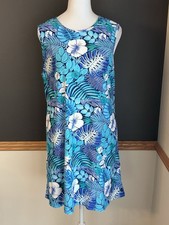 Coolibar Oceanview Tunic Sheath Dress UPF 50+ Blue Palm Lightweight Medium picture