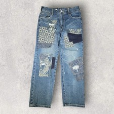 Anthropologie Pilcro The Borrowed Boyfriend Jean Womens 28 Patchwork Boho picture