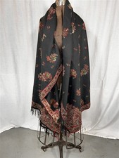 antique wool shawl black with red design woven 66 x 66 original mid 19thc picture