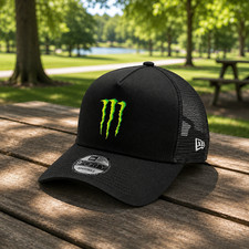 Monster Energy Embroidered Black Trucker Cap Adjustable Mesh Hat picture