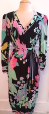 Gorgeous Vintage Leonard Dress Excellent Condition V-neck Navy Blue Floral Belt picture