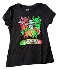 RARE Brisk x Mishka NYC Collab Womens Black Graphic T-Shirt small 100% Cotton picture