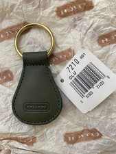 Coach Rare NWT Olive Leather Classic Teardrop Key Fob Vintage # 7210 picture