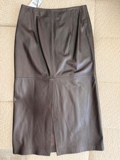 Zara 100% genuine leather midi brown skirt size L picture