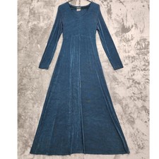 Vintage Rabbit Rabbit Rabbit Dress Womens 12 Blue Maxi Long Sleeve Stretch Knit picture