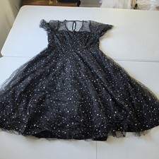 Torrid Dress Womens 16 Black Star Mesh Midi Fit & Flare Celestial Whimsigoth picture