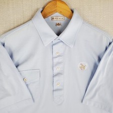 VTG PETER MILLAR Mens Size Medium Polo Shirt Pocket Long Placket Blue Cotton picture