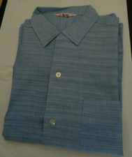 NOS CONVAIR 50's-60's Blue & White Flecked Loop Collar Short Sleeves L picture