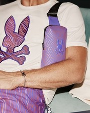 NEW  Authentic Psycho Bunny  - Rubberized crossbody bag, Lead, sling, waist picture