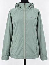 Columbia womens XL Sage green switch back windbreaker zip up hooded jacket picture