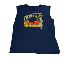 Vintage 1987 Oktoberfest New Brunswick NJ Sleeveless Graphic T Shirt 80s Navy picture