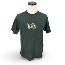 Kith Mens Discere Faciendo Floral Logo Graphic T-Shirt Dark Green Size Medium picture