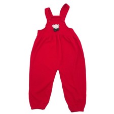 Vintage Healthtex Girl's Red Bubble Overalls Size 24 Months picture