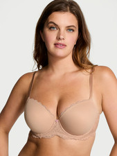 VS Dream Angels Smooth & Lace Lightly Lined Demi Bra Sz 36C NWT - Beige picture