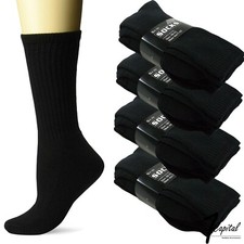Lots 3-12 Pair Mens Black Crew Athletic Sports Work Cotton Socks Size 9-11 10-13 picture