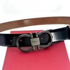 Authentic SALVATORE FERRAGAMO men's patent leather belt black brown reversible picture