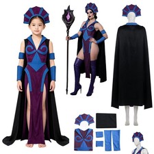 Evil-Lyn Skeleton King Villain Witch Cosplay Dress Cape Kids Girls/Womens Party picture