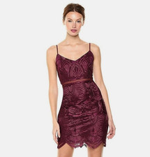 Guess Dress Burgundy Wine Lace Cocktail  Formal  Embroidered Sleeveless  Sz 2 picture