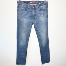 Tommy Hilfiger Mens Slim Fit Medium Wash Distressed Blue Jeans 32x32 picture