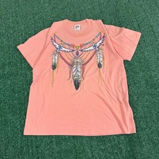 Vintage Anvil Native American Graphic Tee Peach Large Single Stitch Made in USA picture