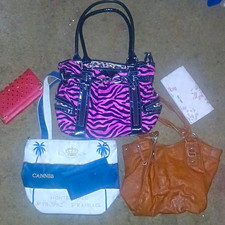 Lot of 4 Handbags, Purses & Wallets Zebra Animal Print Faux Leather Multicolor picture