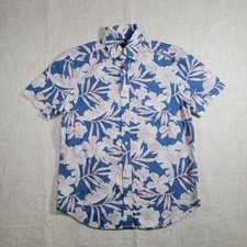 Nautica Tropical Floral Short Sleeve Button Down Shirt Mens S Blue Pink Hawaiian picture