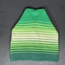 Vintage 80s Aris Ski Hats Green Gradient Striped 100% Wool Knit Beanie Hat OSFA picture