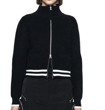 MATIN KIM SPELL POINT STRIPE KNIT CARDIGAN IN BLACK SIZE M🪩 picture