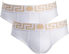 NIB Versace Mens 2-Pack Greca Border Brief underwear White Size 6 Large picture