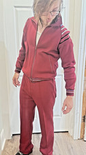 vintage 1970s mens trackwear Winning Ways burgandy Striped shoulder detail picture