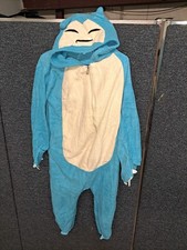 Pokemon Snorlax One Piece Zip  Front Hooded One See  Suit Costume Kids 120 6-7  picture