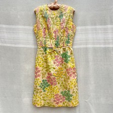 Vintage 1960s Rhona Roy London Psychedelic Floral Mod Sheath Dress Sz 12 picture