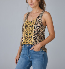 Vintage Dina Bar-el Leopard Print Baroque Tank Top Size L picture