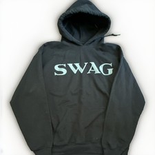 Gildan Black Pullover Hoodie L SWAG Front Justin Bieber Coachella Back DUPE picture