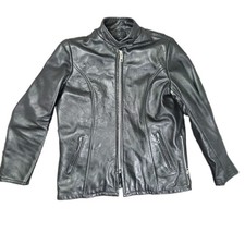 Vintage Lesco Leathers Black Cafe Racer Motorcycle Jacket & Liner Womens M USA picture