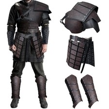 HiiFeuer Medieval faux leather Single Pauldron Shoulder Armor One Size, Black picture