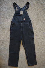 NWT MEN'S LEVI DENIM JEAN BIB OVERALLS Multiple Sizes Loose Straight Black $120 picture