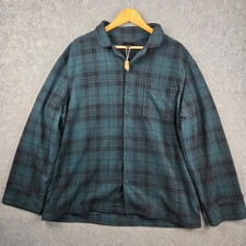 SKIMS Fleece Sleep Top Womens L Green Plaid Button Up Loungewear Pajama Shirt picture