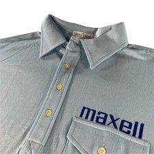 VTG Maxell Men's Travis Scott Single Stitch Polo Shirt Light Blue • USA • XL picture