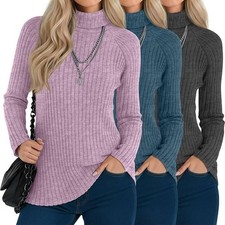 MSRP $57 Velvelhall 3 Pack Women's XL Long Sleeve Turtleneck Sweaters Curved picture